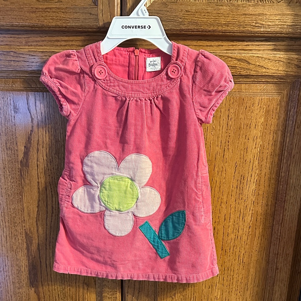 Mini Boden Pink Dress with Flower Appliqué